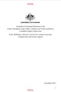 Coversheet of publication - Government Response to Inquiry into Veteran Advocacy